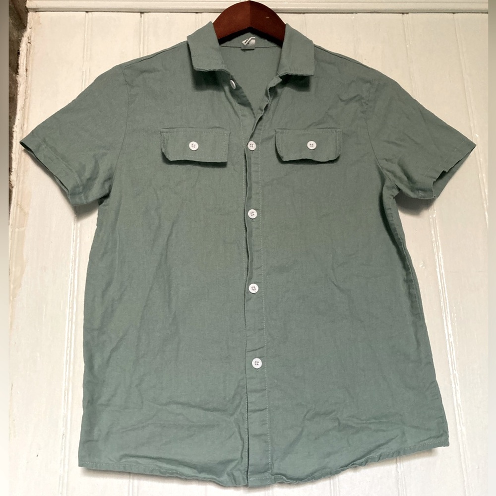 *3 for $20* Boys cotton-blend collared short sleeve shirt, light green, sz 13/14